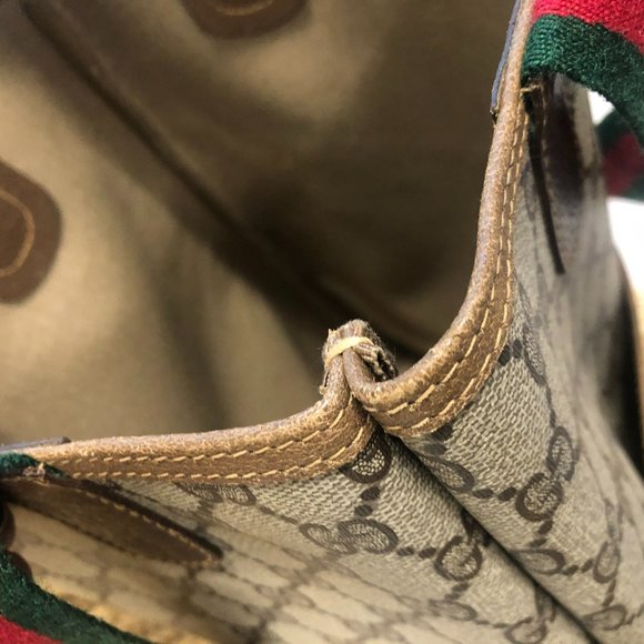 Vintage GUCCI Ophidia Web Strap GG Supreme Tote/Monogram Canvas Shopping Bag - Picture 8 of 16